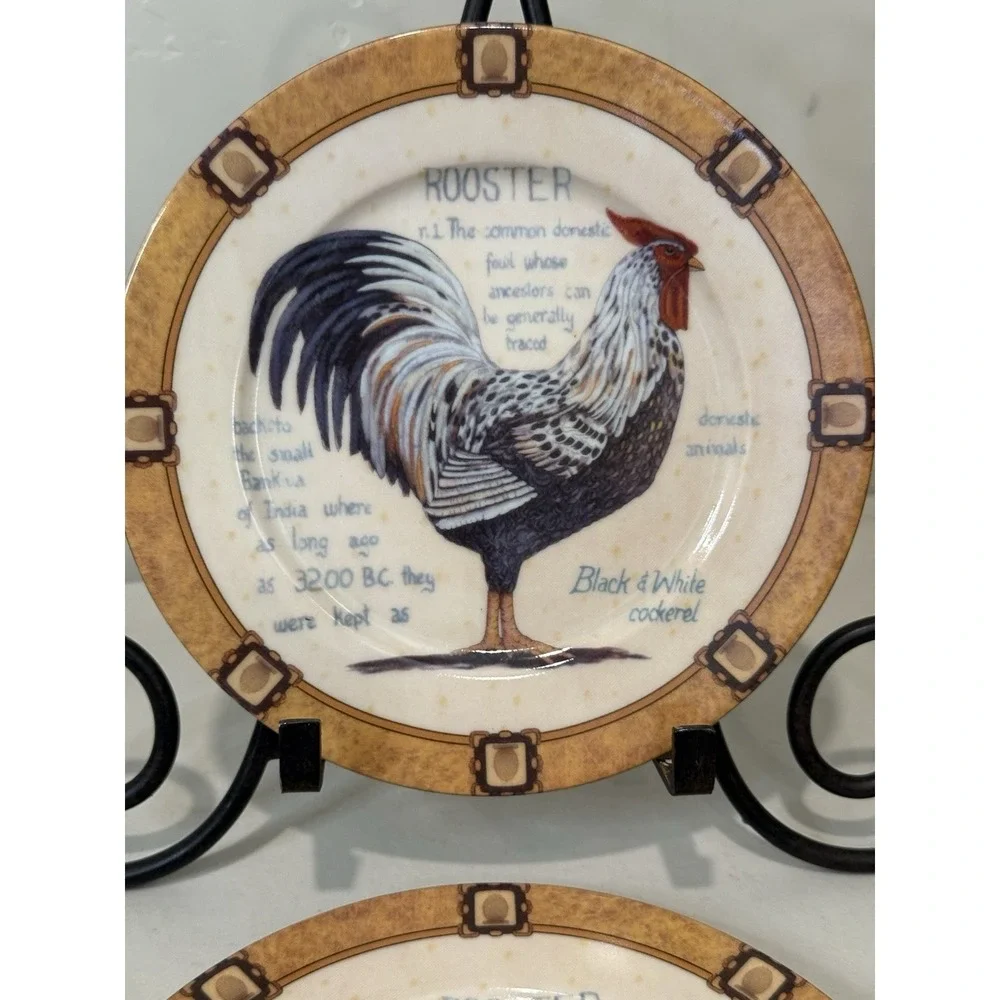 1855 Limoges Godinger Rooster‎ Salad Plates Set of 2 Different Rooster Farmhouse